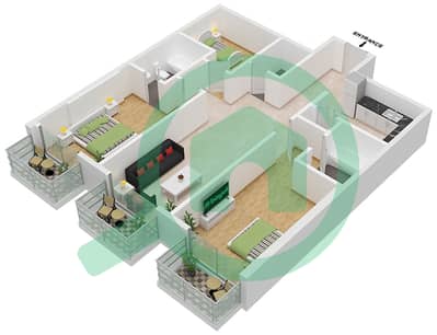 曼哈顿大厦 - 3 卧室公寓类型／单位B2 / UNIT 12 FLOOR 2戶型图