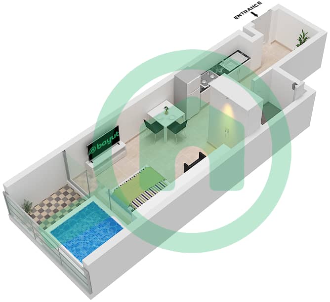 Elitz 3 Tower 1 - 单身公寓类型／单位PRESIDENTIAL-B/UNIT 9,10戶型图 Type Presidential-B Unit 9 Floor 29-35
Unit 10 Floor 20-28,36-41 interactive3D