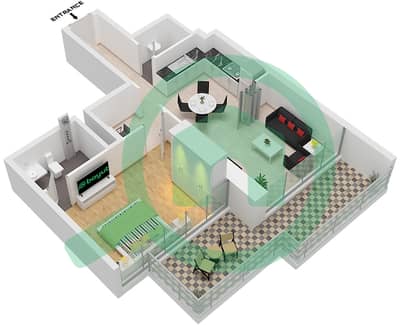 Elitz 3 Tower 1 - 1 卧室公寓类型／单位EXECUTIVE / UNIT 3,4,7-9戶型图