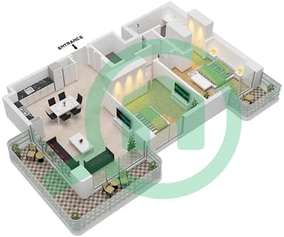 埃文里亚2号楼 - 2 卧室公寓类型／单位A / UNIT 5,12 FLOOR 2-9戶型图