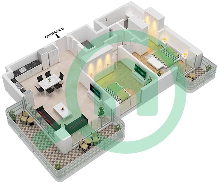 埃文里亚2号楼 - 2 卧室公寓类型／单位A / UNIT 5,12 FLOOR 2-9戶型图 Type A Unit 12 Floor 2-7 
Unit 5 Floor 8-9 interactive3D