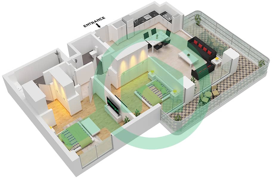 Avonlea Building 2 - 2 Bedroom Apartment Type/unit W / UNIT 9 FLOOR 1 Floor plan Type W Unit 9 Floor 1 interactive3D