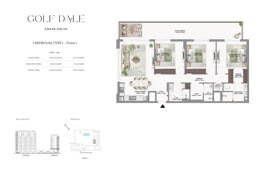 3 BR floor plan