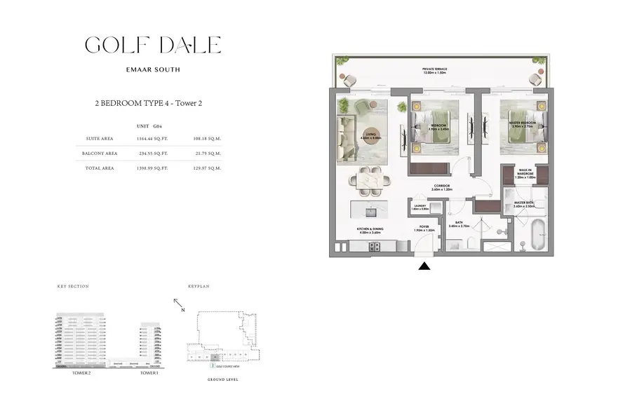 2 BR floor plan