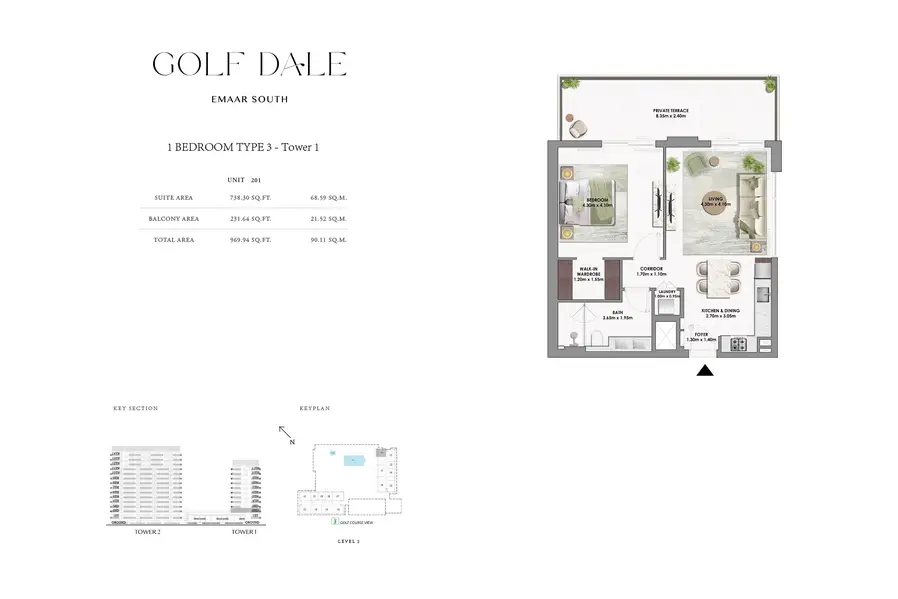 1 BR floor plan