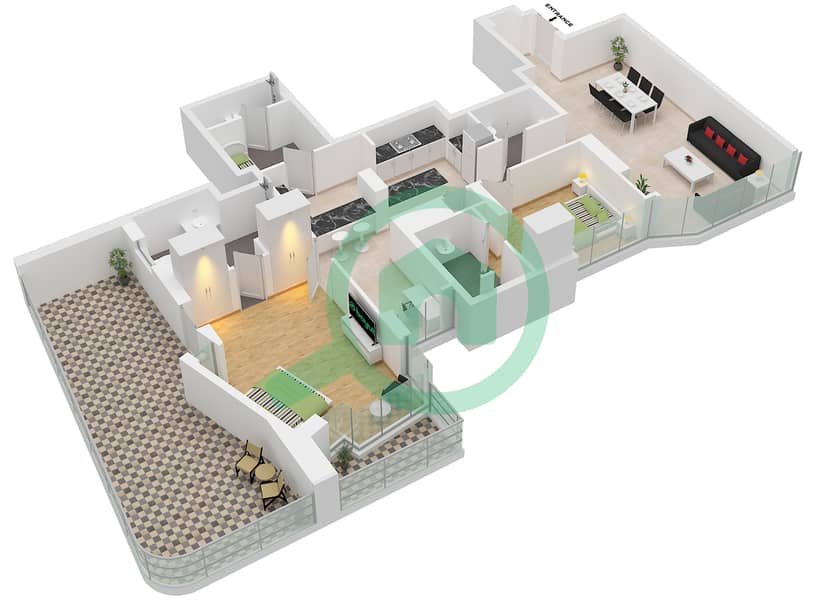 Radiant Height - 2 Bedroom Apartment Type/unit B2 / UNIT 6 FLOOR 12 Floor plan Type B2 Unit 6 Floor 12 interactive3D