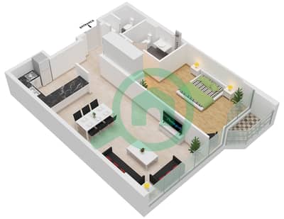 Рэдиант Хайт - Апартамент 1 Спальня планировка Тип/мера A1 / UNIT 1 FLOOR 12-27