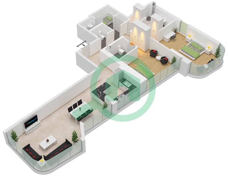 Radiant Height - 2 Bedroom Apartment Type/unit B1 / UNIT 5 FLOOR 12-27 Floor plan Type B1 Unit 5 Floor 12-27 interactive3D