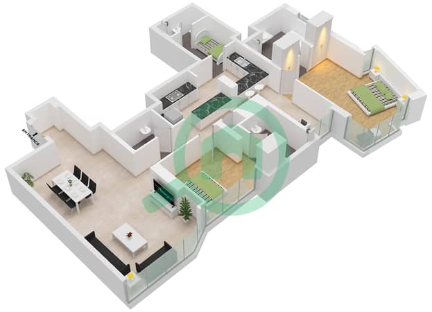 Type B3 Unit 7 Floor 13-27
Unit 5 Floor 28-40