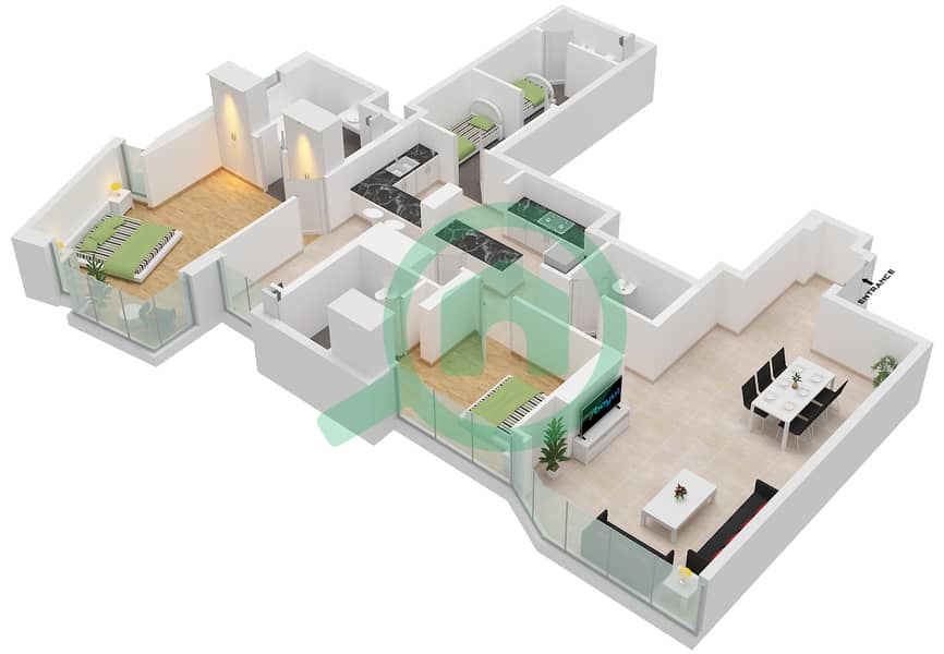 Radiant Height - 2 Bedroom Apartment Type/unit B6 / UNIT 4 FLOOR 29-40 Floor plan Type B6 Unit 4 Floor 29-40 interactive3D