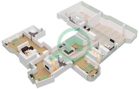 Рэдиант Хайт - Апартамент 6 Cпальни планировка Тип/мера P-1 / UNIT 1 FLOOR 41-42