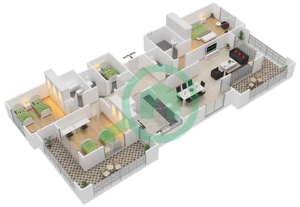 أنسام 1 - 3 غرفة شقق نوع A-Ansam 1 مخطط الطابق