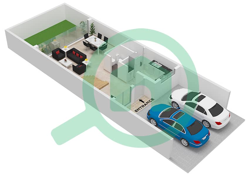 المخططات الطابقية لتصميم النموذج TH12-4M فیلا 4 غرف نوم - كاميليا Type TH12-4M Floor Ground interactive3D