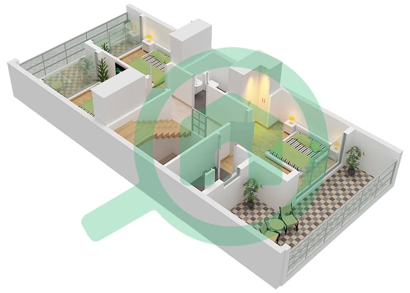 المخططات الطابقية لتصميم النموذج TH12-4M فیلا 4 غرف نوم - كاميليا Type TH12-4M Floor First interactive3D