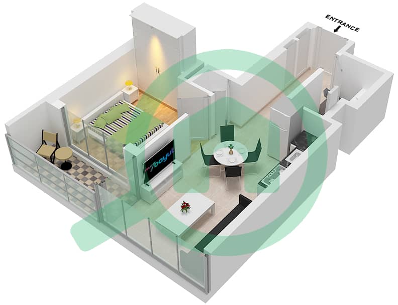 Sobha Orbis - 1 Bedroom Apartment Type/unit E / UNIT 2 FLOOR 5-26 Floor plan Type E Unit 2, Floor 5-26 interactive3D