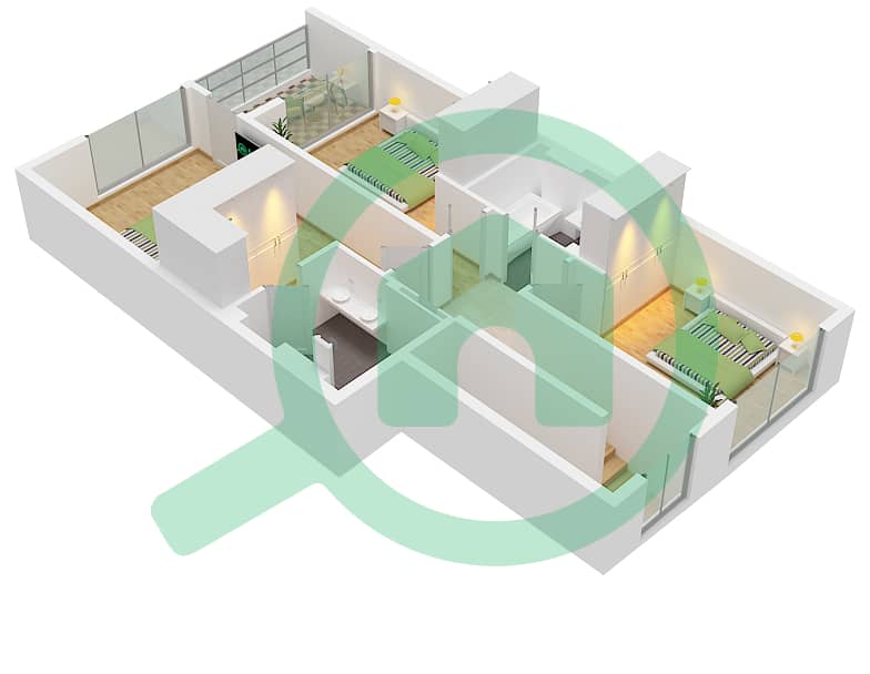 Greenridge - 3 卧室联排别墅类型／单位GRACE / UNIT 4 PLEX-TH03戶型图 Type Grace Unit 4 Plex-TH03, Floor First interactive3D