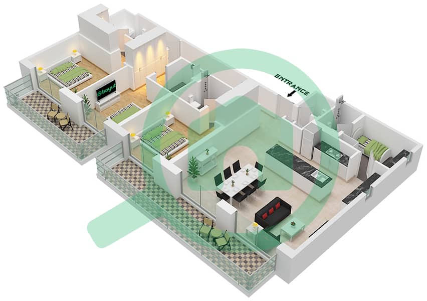 Jomana 5 - 3 Bedroom Apartment Type/unit B / UNIT 5 FLOOR 2 Floor plan Type B Unit 5 Floor 2 interactive3D