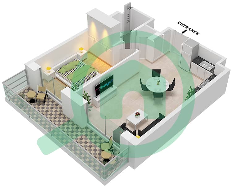 Джомана 5 - Апартамент 1 Спальня планировка Тип/мера A / UNIT 6 FLOOR 5 Type A Unit 6 Floor 5 interactive3D