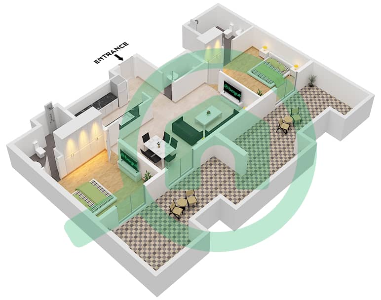 May Residence Tower 5 - 2 Bedroom Apartment Unit 7 Floor plan Unit 7 interactive3D