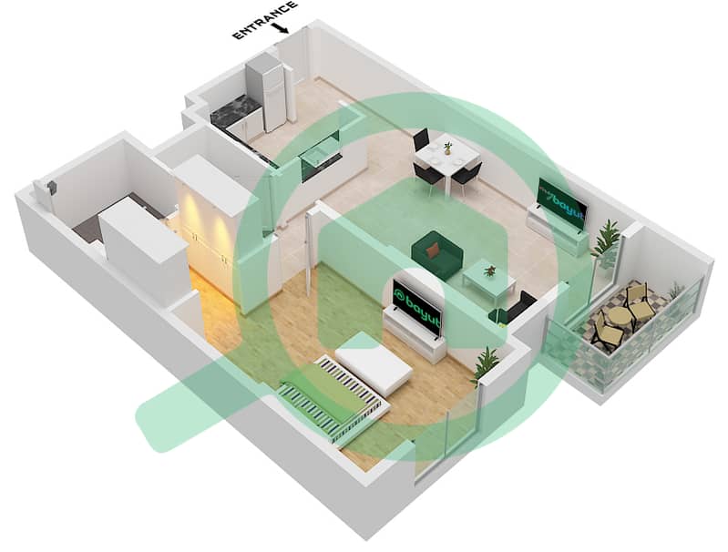 May Residence Tower 5 - 1 Bedroom Apartment Unit 13 Floor plan Unit 13 interactive3D