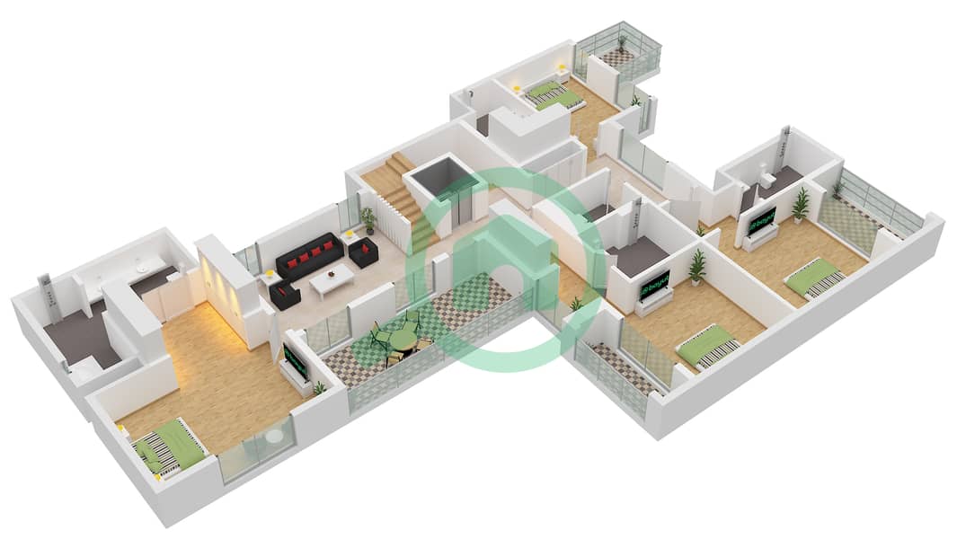 苏巴专属别墅区 - 6 卧室别墅类型B戶型图 Type B First Floor interactive3D