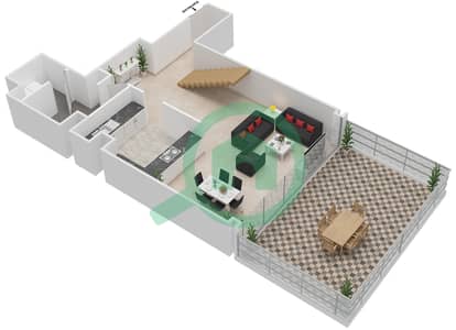 Аль Барза - Апартамент 2 Cпальни планировка Тип/мера 2G/104