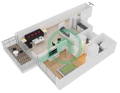 المخططات الطابقية لتصميم التصميم 14 FLOOR 2-4 شقة 1 غرفة نوم - برج ستاند بوينت 1