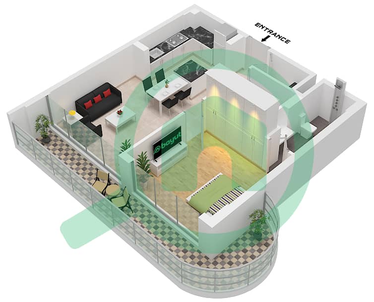 Hammock Park - 1 Bedroom Apartment Unit END UNIT Floor plan Unit End Unit interactive3D