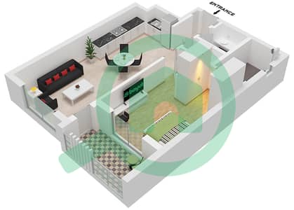 Hillside Residences 1 Building D - Апартамент 1 Спальня планировка Тип B FLOOR 1-9