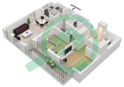 Hillside Residences 1 Building D - Апартамент 2 Cпальни планировка Тип C FLOOR 1-9