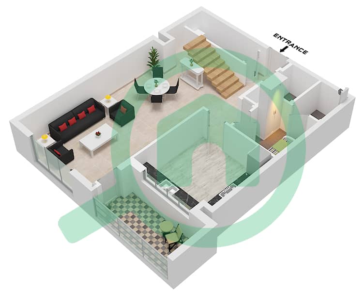 Hillside Residences 1 Building D - 2 Bedroom Apartment Type DX A2 FLOOR 8,9 Floor plan Type DX  A2 Floor 8 interactive3D