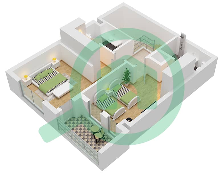 Hillside Residences 1 Building D - 2 Bedroom Apartment Type DX A2 FLOOR 8,9 Floor plan Type DX A2 Floor 9 interactive3D