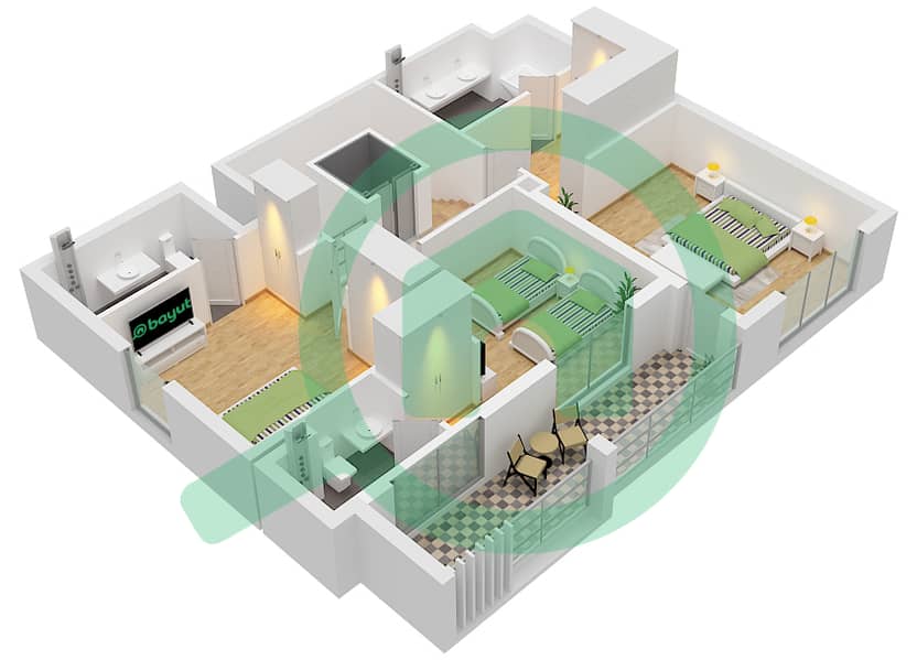 Hillside Residences 1 Building D - Апартамент 3 Cпальни планировка Тип DX A(SKYVILLA) FLOOR 1-9 Type DX A(Skyvilla) Floor 1-9 interactive3D