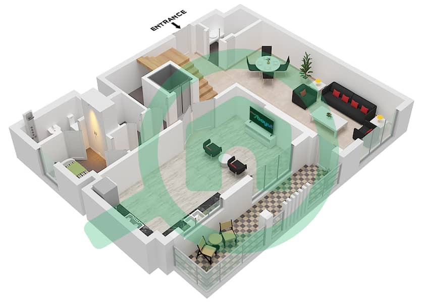 Hillside Residences 1 Building D - 3 卧室公寓类型DX B(PENTHOUSE) FLOOR 1-9戶型图 Type DX B(Penthouse) Floor 1-9 interactive3D