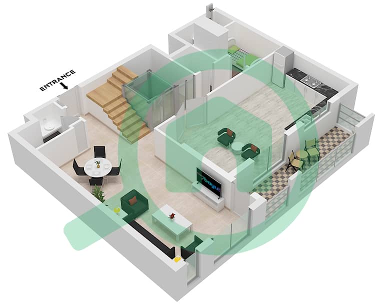 Hillside Residences 1 Building D - 3 卧室公寓类型DX E(PENTHOUSE) FLOOR 1-9戶型图 Type DX E(Penthouse) Floor 1-9 interactive3D