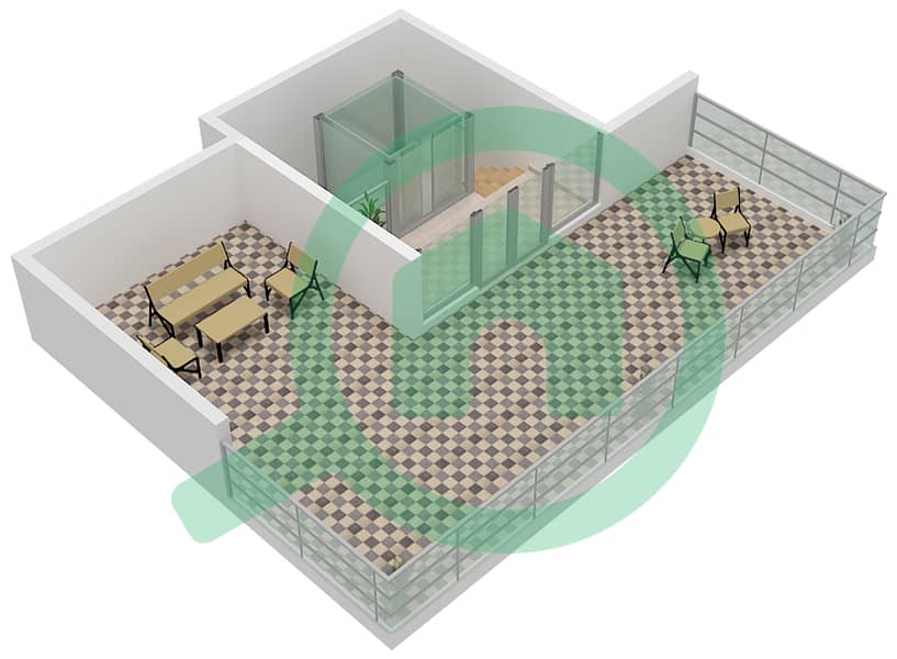 المخططات الطابقية لتصميم النموذج DX E(PENTHOUSE) FLOOR 1-9 شقة 3 غرف نوم - هيلسايد ريزيدنسز 1 بناية D Type DX E(Penthouse) Floor 1-9 interactive3D