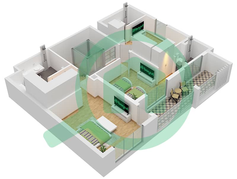 Hillside Residences 1 Building D - 3 Bedroom Apartment Type DX F(SKYVILLA) FLOOR 1-9 Floor plan Type DX F(Skyvilla) Floor 1-9 interactive3D