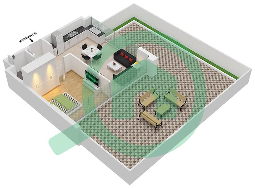 Azizi Riviera 27 - 1 Bedroom Apartment Unit 14 FLOOR FIRST Floor plan Unit 14 Floor First interactive3D