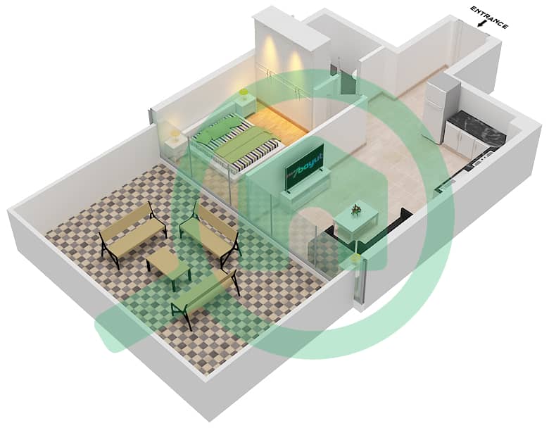 Azizi Riviera 27 - 1 Bedroom Apartment Unit 16 FLOOR FIRST Floor plan Unit 16 Floor First interactive3D