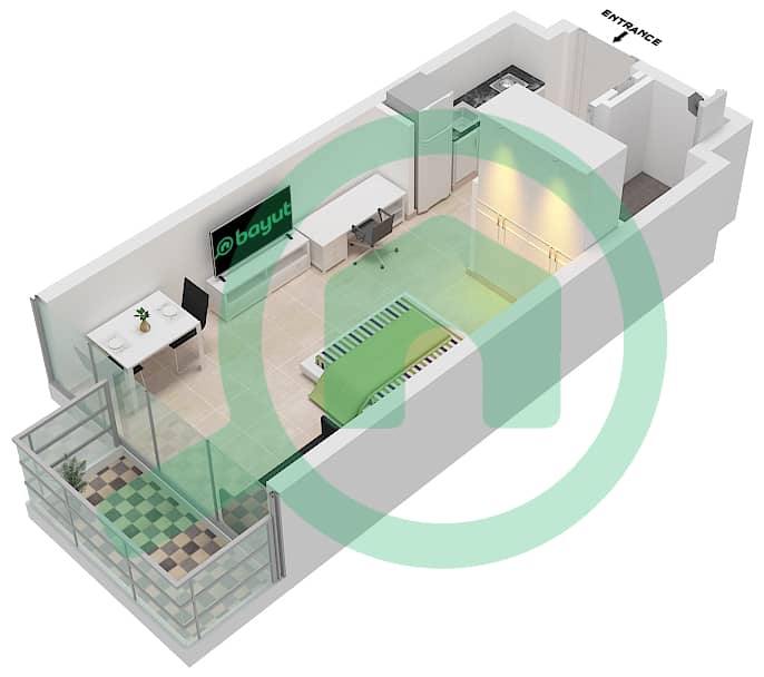 Azizi Riviera 27 - Studio Apartment Unit 2 FLOOR 2-7 Floor plan Unit 2 Floor 2-7 interactive3D