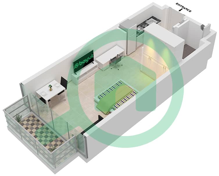 Azizi Riviera 27 - Studio Apartment Unit 4 FLOOR 2-7 Floor plan Unit 4 Floor 2-7 interactive3D