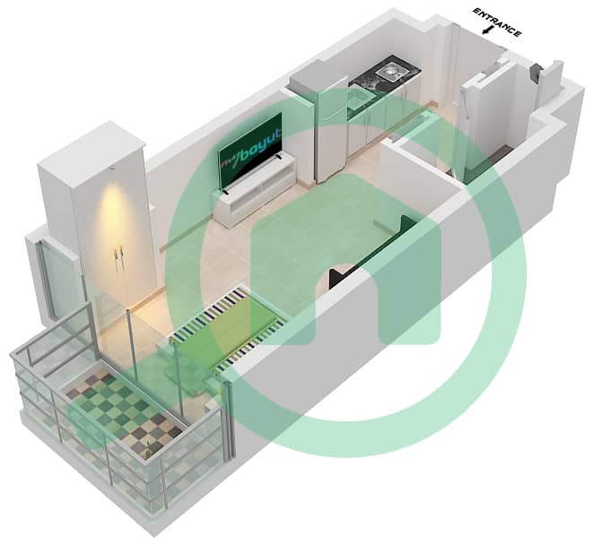 Azizi Riviera 27 - Studio Apartment Unit 6 FLOOR 2-7 Floor plan Unit 6 Floor 2-7 interactive3D