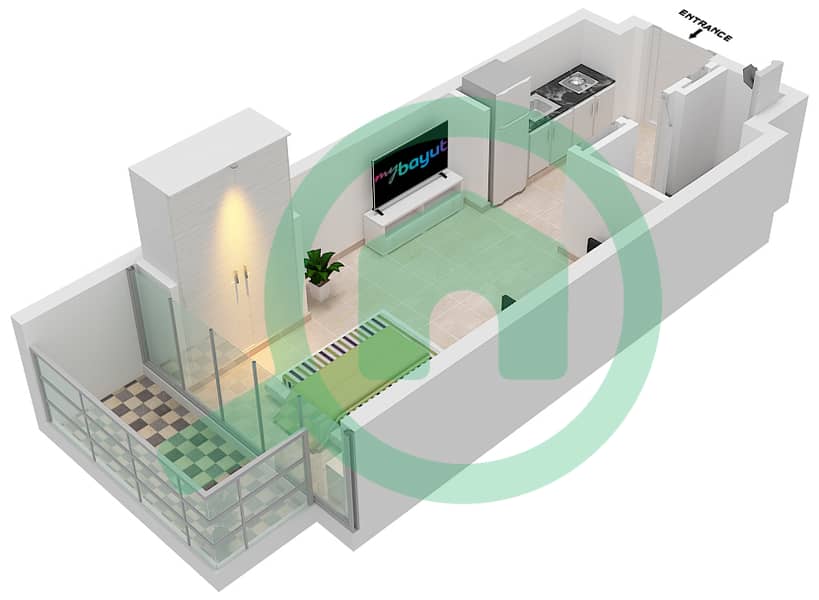 Azizi Riviera 27 - Studio Apartment Unit 7 FLOOR 2-7 Floor plan Unit 7 Floor 2-7 interactive3D