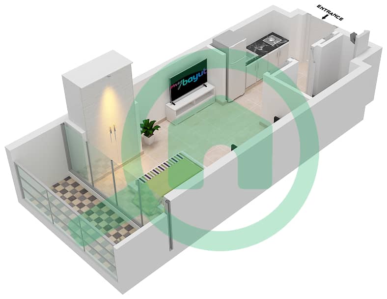 Azizi Riviera 27 - Studio Apartment Unit 10 FLOOR 2-7 Floor plan Unit 10 Floor 2-7 interactive3D