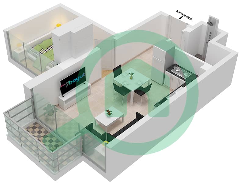 Azizi Riviera 27 - 1 Bedroom Apartment Unit 12 FLOOR 2-7 Floor plan Unit 12 Floor 2-7 interactive3D