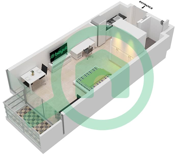 Azizi Riviera 27 - Studio Apartment Unit 14 FLOOR 2-7 Floor plan Unit 14 Floor 2-7 interactive3D