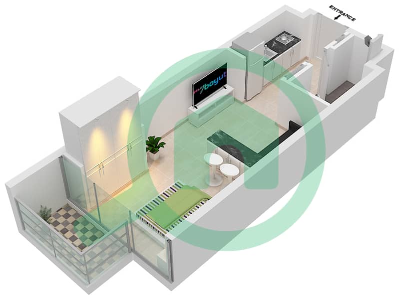 Azizi Riviera 27 - Studio Apartment Unit 26 FLOOR 2-5 Floor plan Unit 26 Floor 2-5 interactive3D