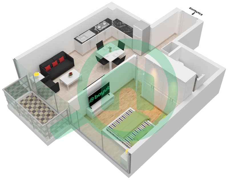 Azizi Riviera 27 - 1 Bedroom Apartment Unit 29 FLOOR 2-5 Floor plan Unit 29 Floor 2-5 interactive3D