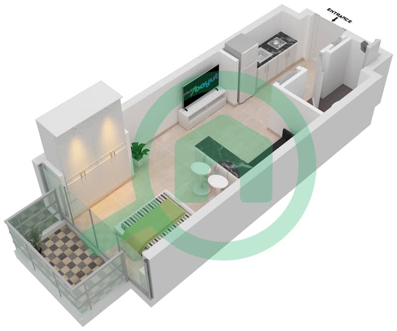 Azizi Riviera 27 - Studio Apartment Unit 30 FLOOR 2-5 Floor plan Unit 30 Floor 2-5 interactive3D