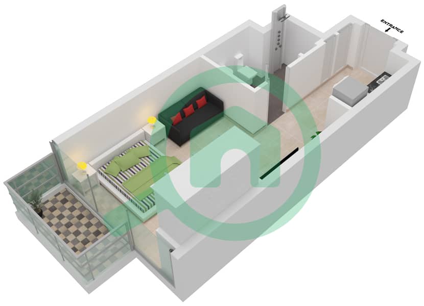 Azizi Riviera 27 - Studio Apartment Unit 31 FLOOR 2-5 Floor plan Unit 31 Floor 2-5 interactive3D
